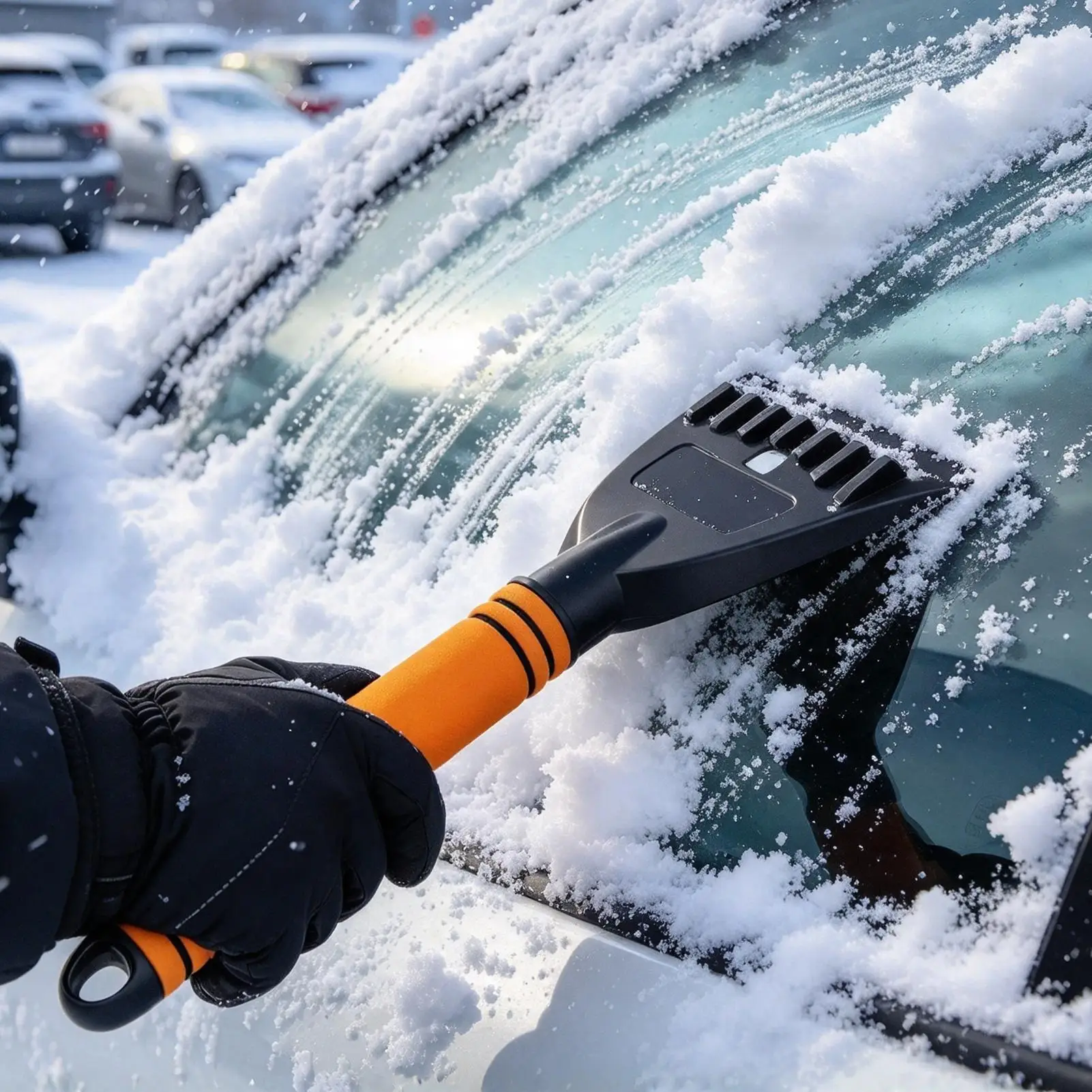Auto Windshield Ice Scraper, Winter Snow Shovel with Foam Grip, Window Ice Snow Remover for Sedans Trucks Minivans Pickups