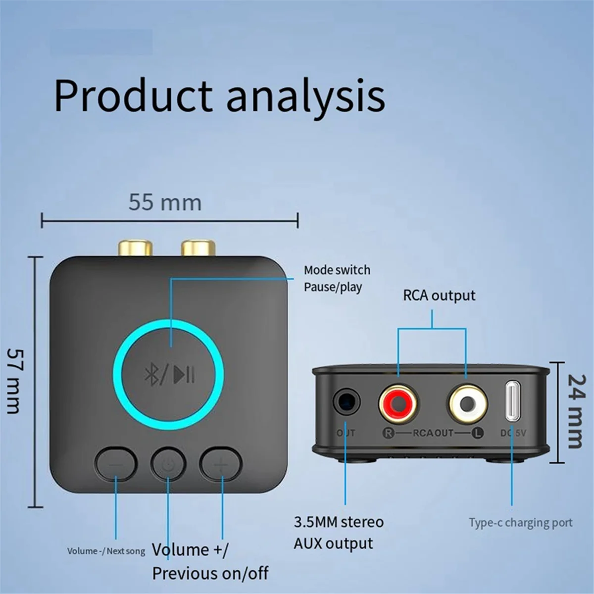 

T05C-Qualcomm Bluetooth 5.1 приемник к Aux/Rca старый аудиоусилитель беспроводной аудиоплеер качество звука без потерь