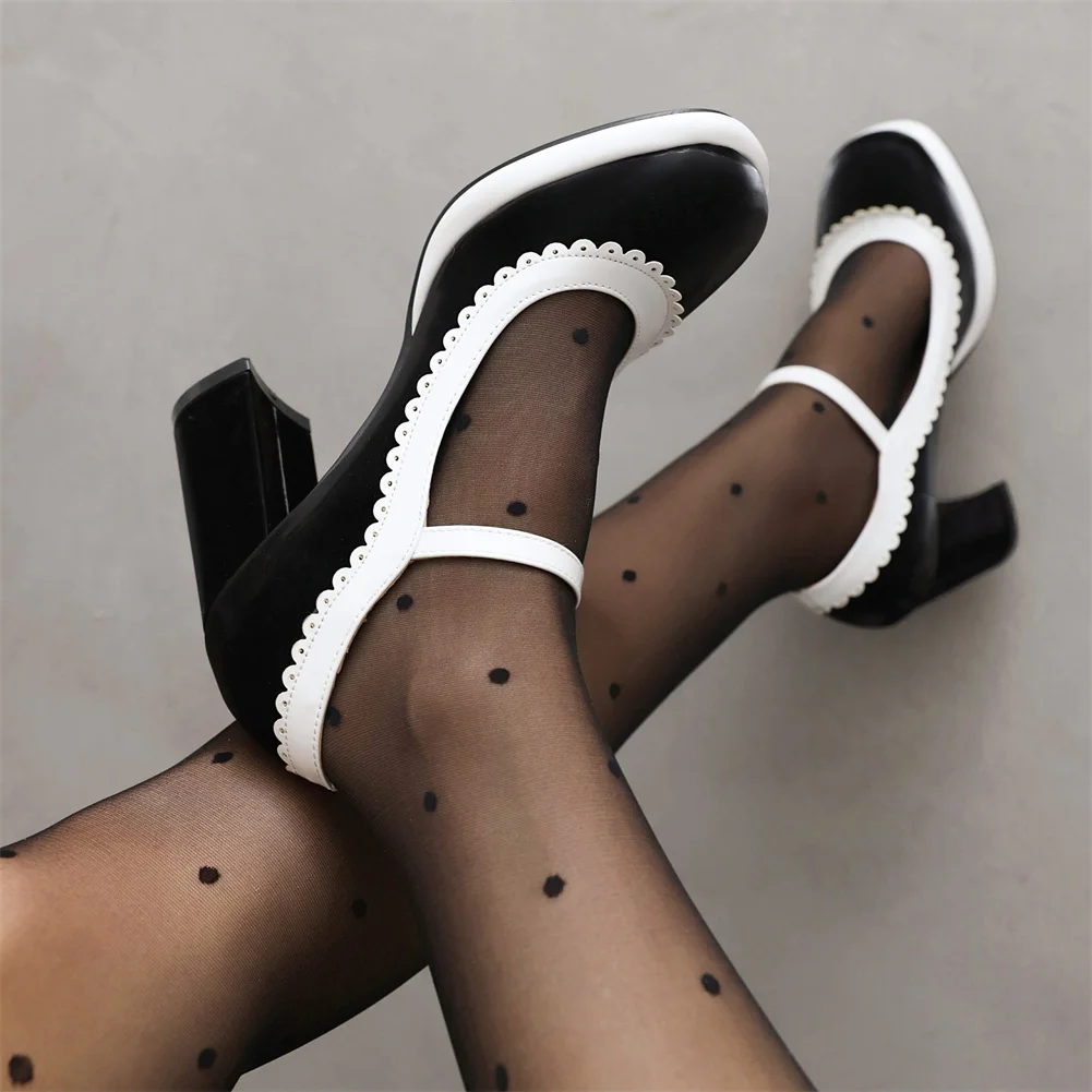 Plus Size 45 New Ladies Platform Mary Janes Pumps Fashion Bow Thick High Heels Pumps Women Party Office Mixed Colors Woman Shoes
