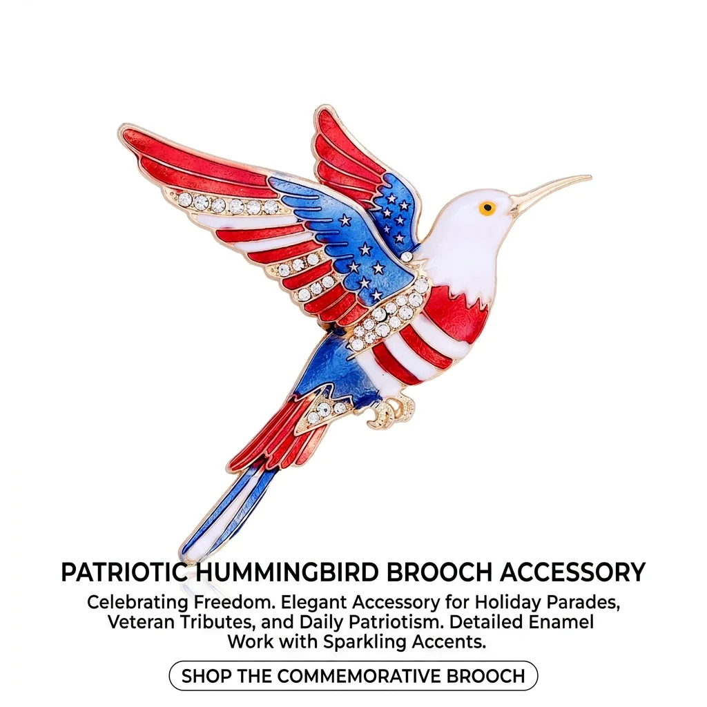 Independence Day Brooch Patriotic Lapel Pin 250th Anniversary Jewelry for USA Celebration Party Durable Rhinestone Gift
