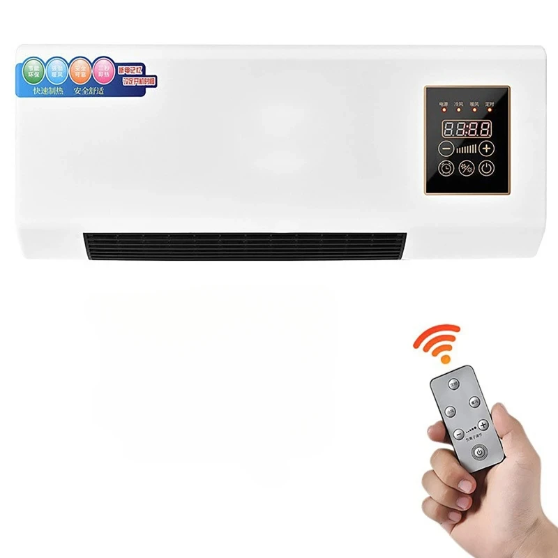 Electric Air Conditioner Fan Wall Mount Easy Temperature Timer Heating and Cooling Fan Space Heater Fan with Remote Control image 3