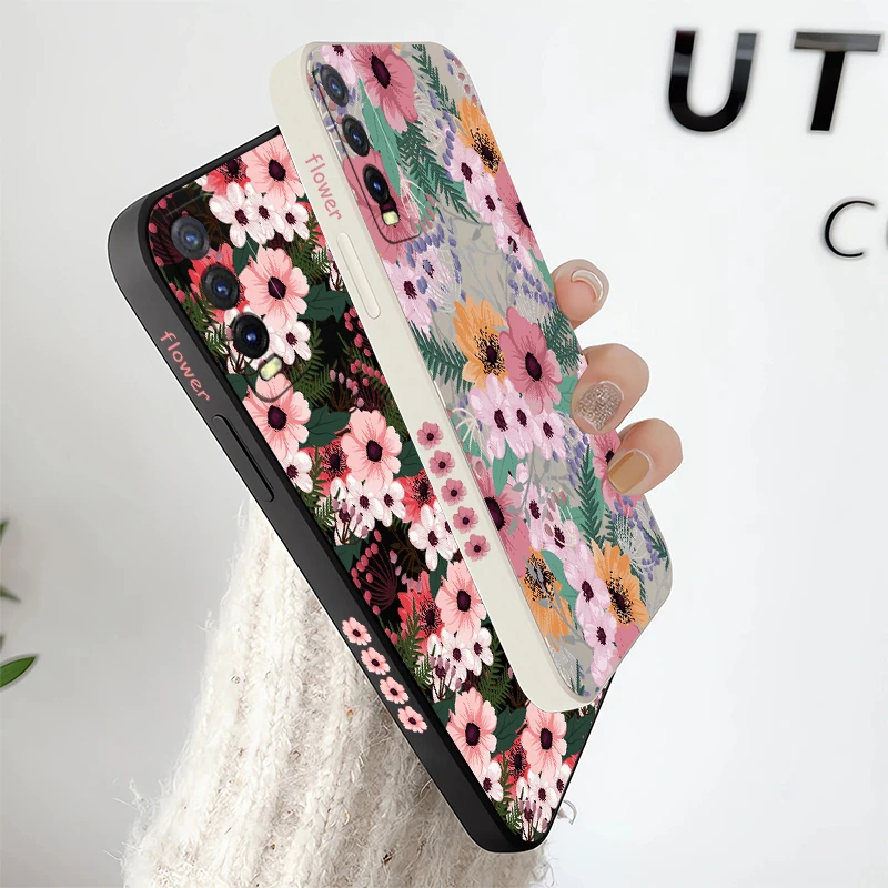 جراب هاتف لهاتف Vivo Y22 2022 Y22S Y12S Y21S Y21T Y21A Y20I Y20 Y19 Y16 Y04 Y02 Y02S نمط زهرة غطاء ناعم مقاوم للصدمات