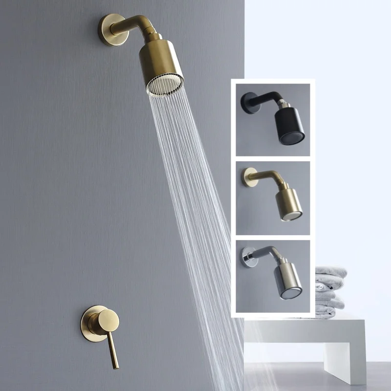 High Quality Shower Head Set Brass Single Function Rain Shower Top Water Saving Shower Head Brushed Gold Chrome Black