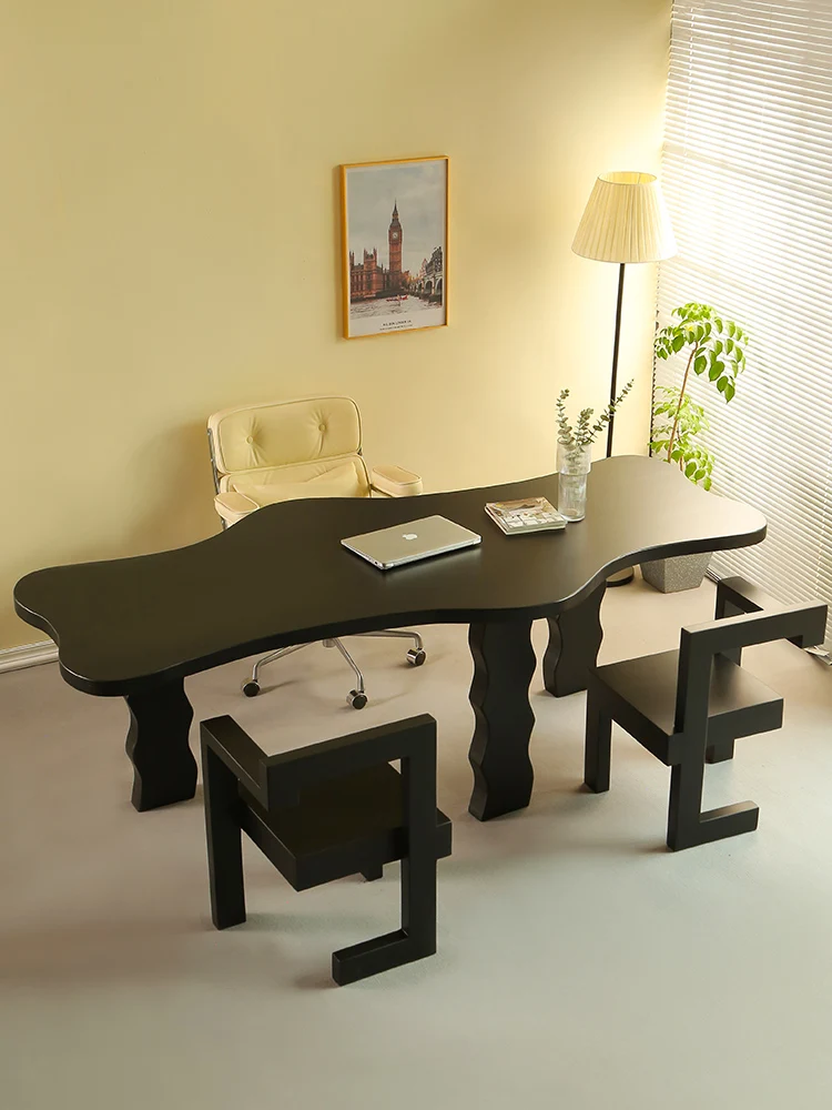 Nordic solid wood irregular shaped office desk