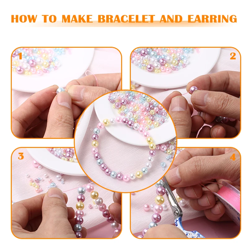 DUCrystal ABS Mix 3-8mm Round Beads With Holes DIY Bracelet Charms Necklace Beads For Making #3