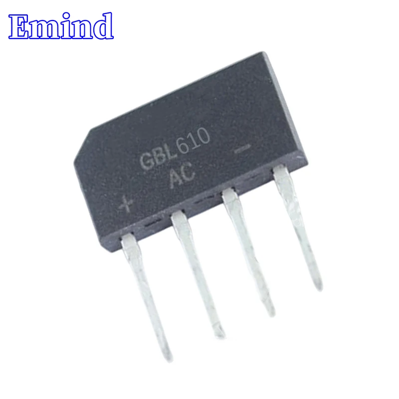 20/50/100/200/500Pcs GBL610 Bridge Rectifier GBL6M Bridge Stack 6A/1000V GBL Footprint Flat Bridge Cutable Foot