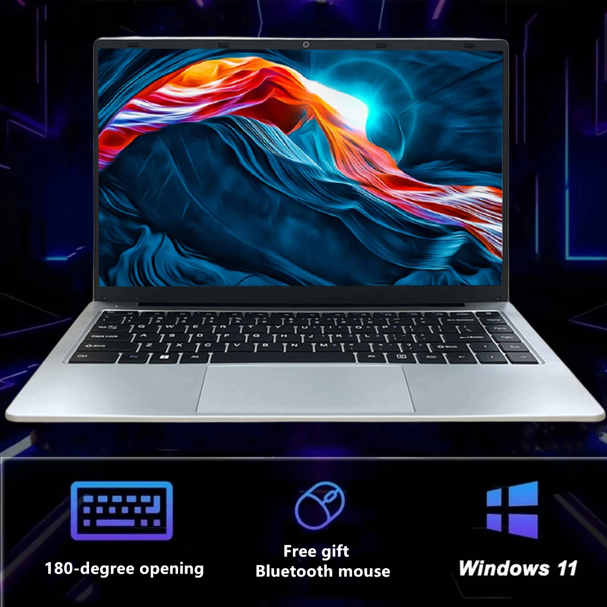ماوس هدية مجانية 14.1 بوصة Celeron N3710 Windows 11 Pro كمبيوتر محمول للعمل المكتبي التجاري - 8G RAM MAX 1TB SSD - 5G WiFi، Bluetooth #1