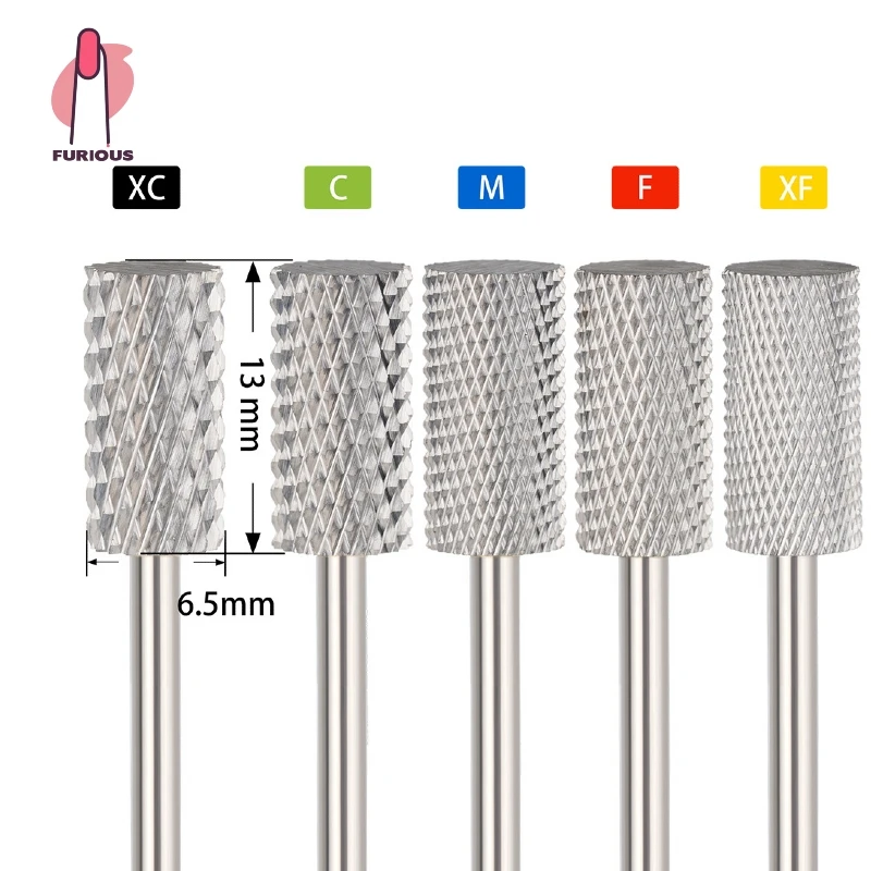 6.5mm Large Barrel Steel Carbide Nail Drill Bits Nail Art Tools 3/32" Shank Nail Bit Electric Manicure Drills Remove Gel Tool
