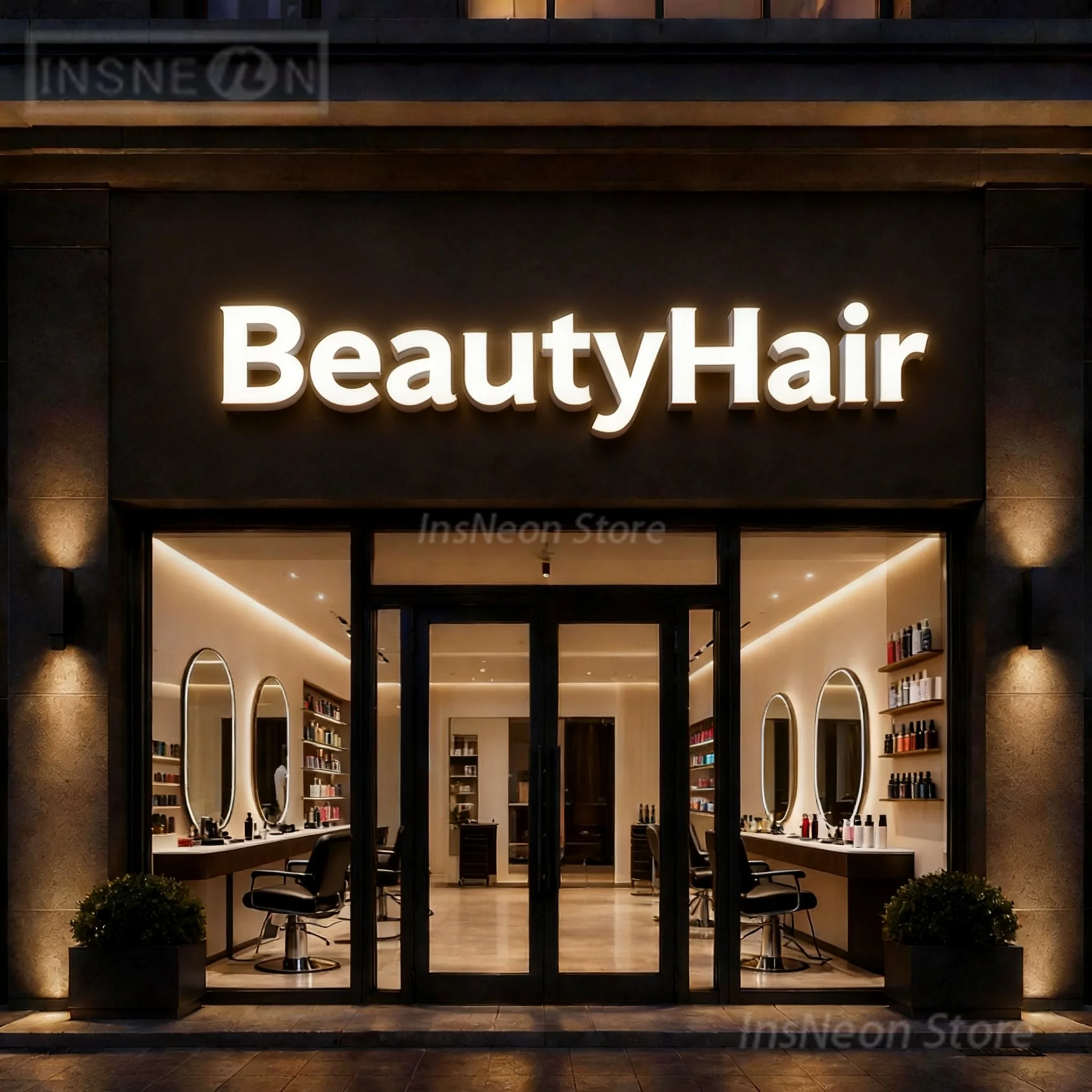 Custom LED Storefront Sign Front Lit Channel Letters 3D Business Logo Sign Indoor Outdoor For BeautyHair Salon Wall Sign
