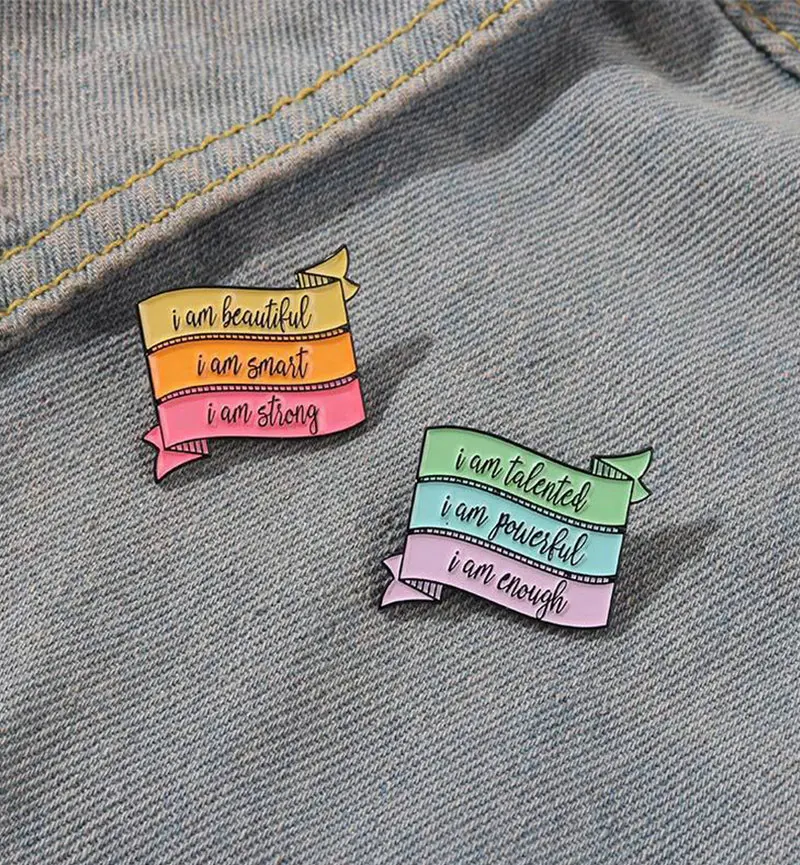 Pins Custom Choose I am Beautiful Brooches Dialog Badge Denim Shirt Lapel Pin Bag Jewelry Gift Fun Quotes Enamel