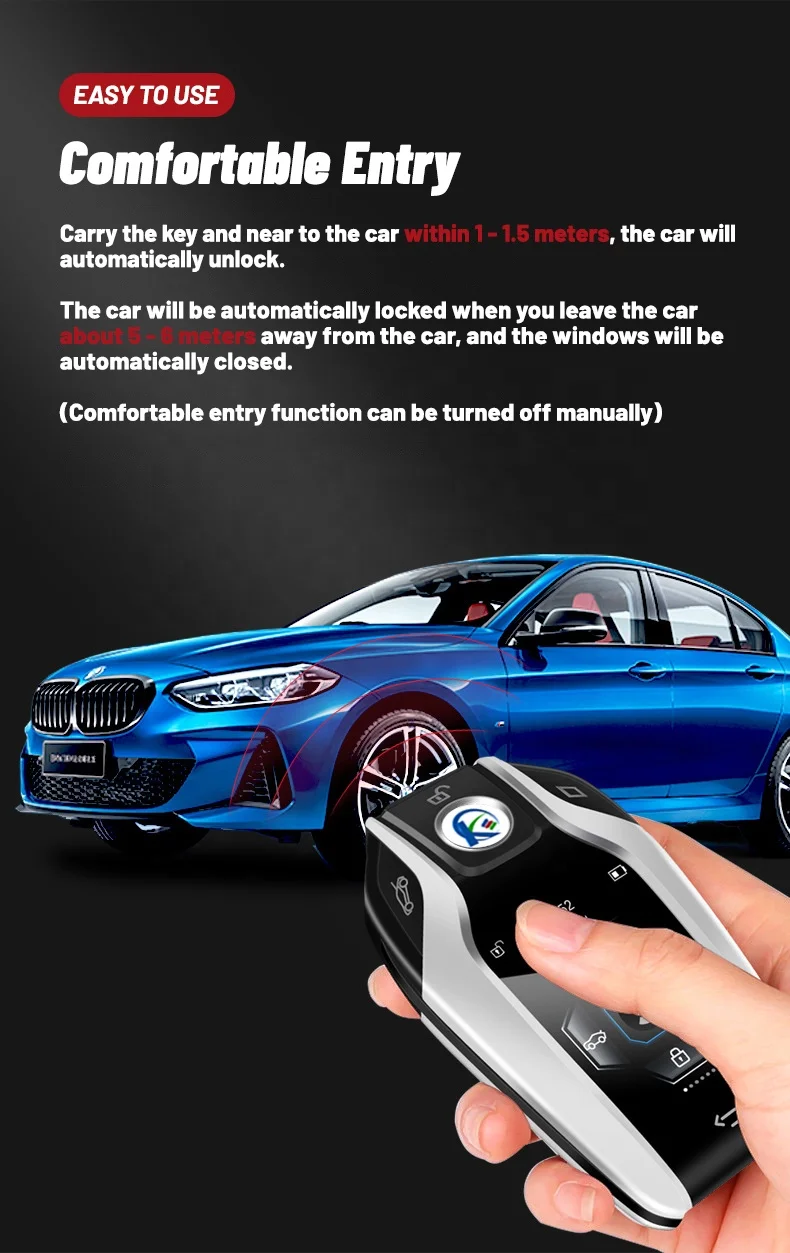 Smart LCD Liquid Crystal Key Remote Control PKE Passive Keyless Car Immobilizer System Start/Stop Car Alarms Compatible Accord