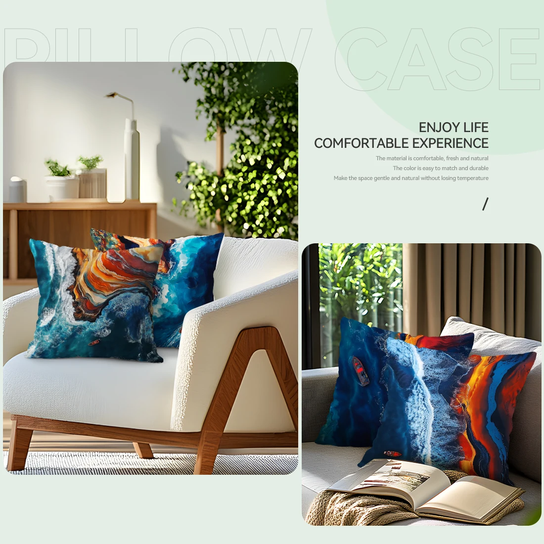 Small Boats In The Ocean Pillowcase Printed Polyester 45x45cm Throw Pillowcover Decorative Sofa Cushion Pillowslip Home Decor