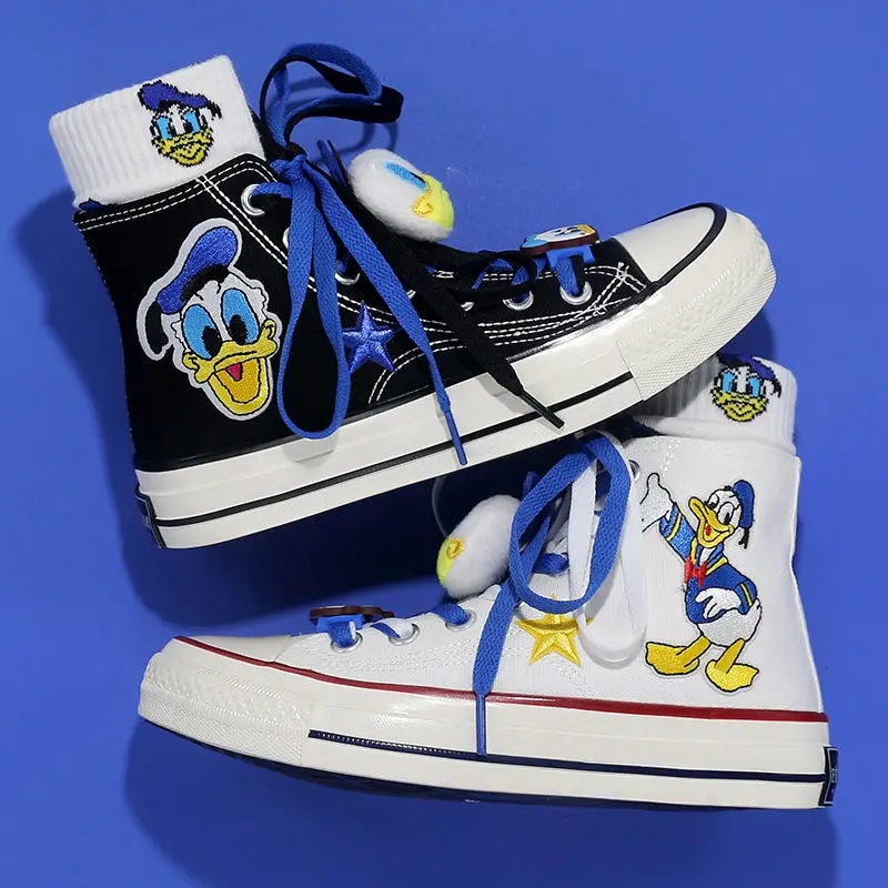 Donald Duck Daisi Canvas Shoes Fashion Cute Cartoon Student Sports Casual High-top Shoes Couple Shoes Mandarin Duck Shoes