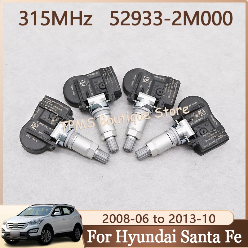 

315MHz 4pcs 52933-2M000 52933-3N000 Tire Sensors System Tyre Pressure Sensor For Hyundai Santa Fe Sport Accent Genesis Sonata