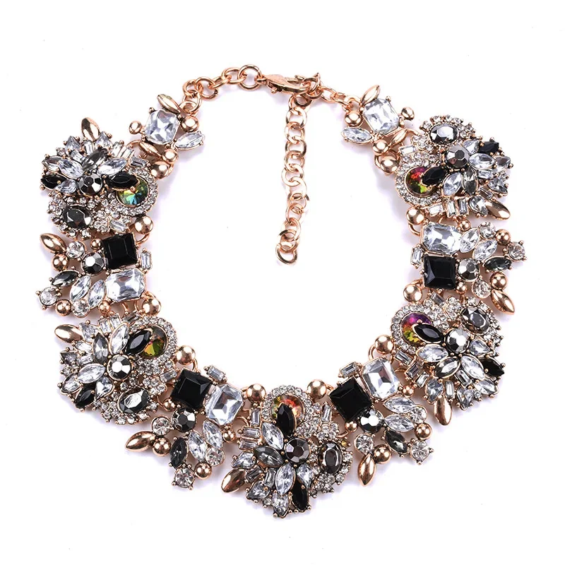 2022 Indian Statement Choker Necklace Women Luxury Crystal Rhinestone Big Bib Necklace Femme Boho Ethnic Large Collar Necklace