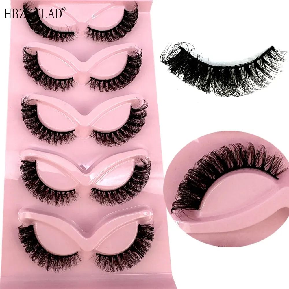 NEW 5Pairs DD Curl Russian Strip Lashes Short 3D Fluffy Mink Lashes Extension Supplies Natural 5D Fake Eyelashes Makeup Tools