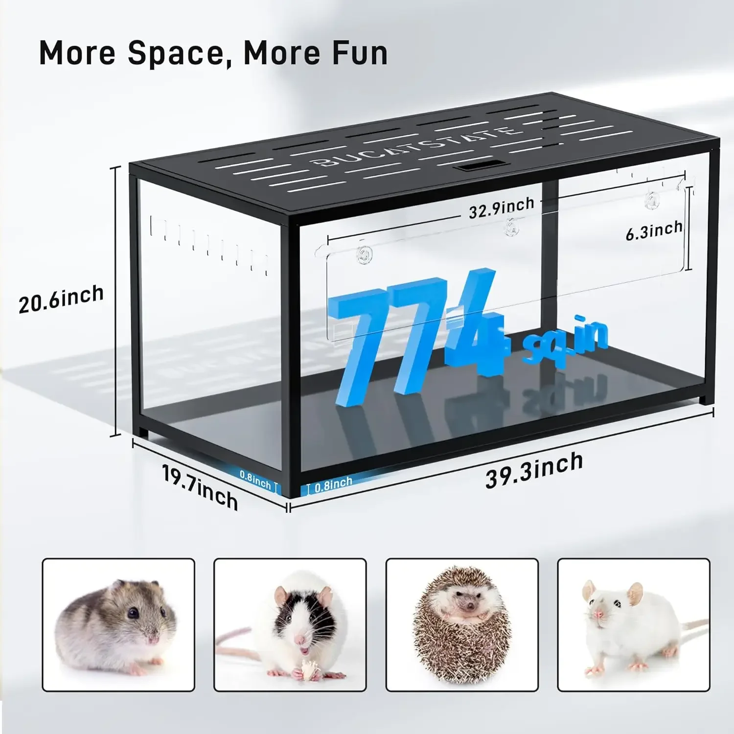 Hamster Cage Metal 2.0 - Small Animal Habitats Large Stackable with Top Access Easy Assemble 39.3L*19.7W*20.6H Inches( Black)