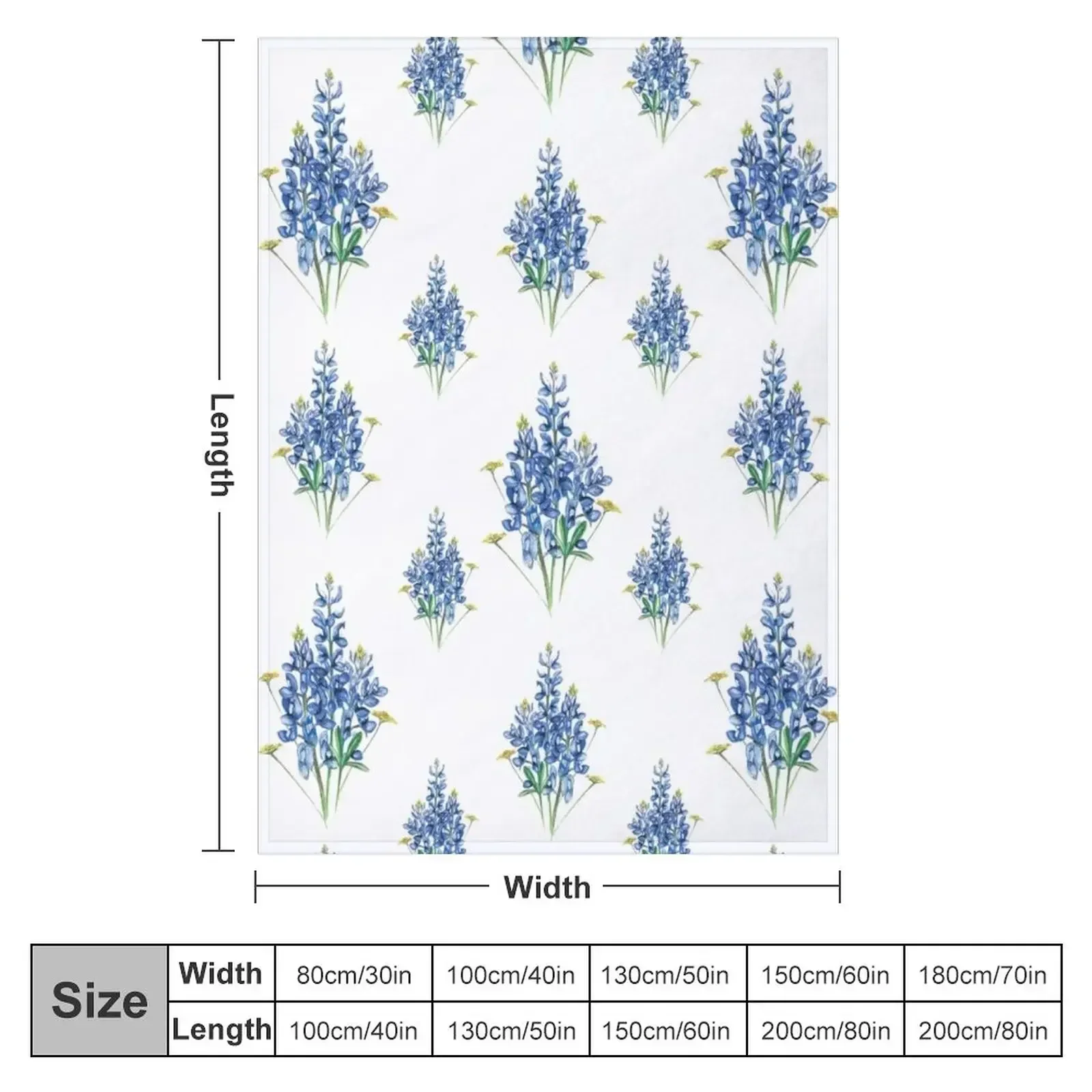 Bluebonnets and Wildflowers Pattern Throw Blanket Cute Plaid Plaid on the sofa Blankets