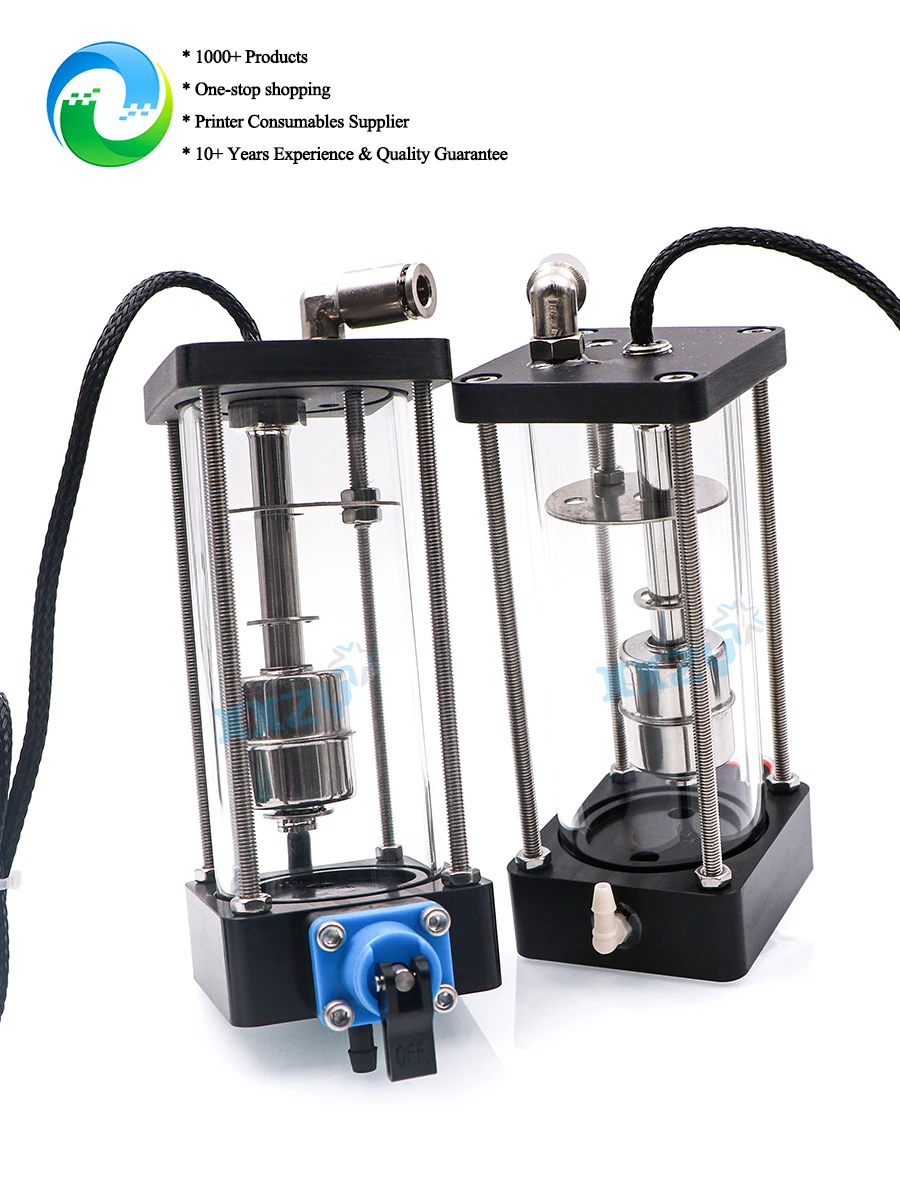 XXZY Cartucho de tinta de vidrio POM para subtanque de impresora eco solvente con válvula Tanque de tinta de impresora de inyección de tinta