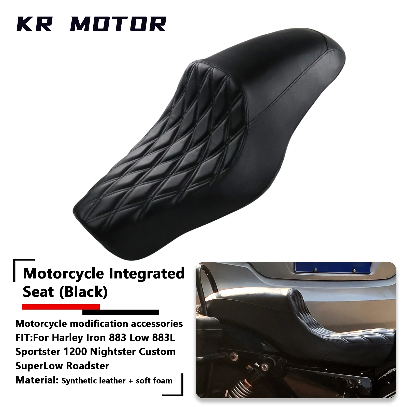 

Fit For Harley Iron 883 Low 883L Sportster 1200 Nightster Custom SuperLow Roadster Rider Seat Saddle Driver Passenger Pillion