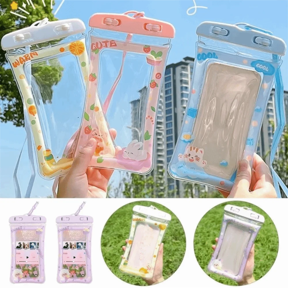Touch Screen Compatible Waterproof Phone Bag Dust Seal Transparent Waterproof Phone Case Cartoon Airbag Protection