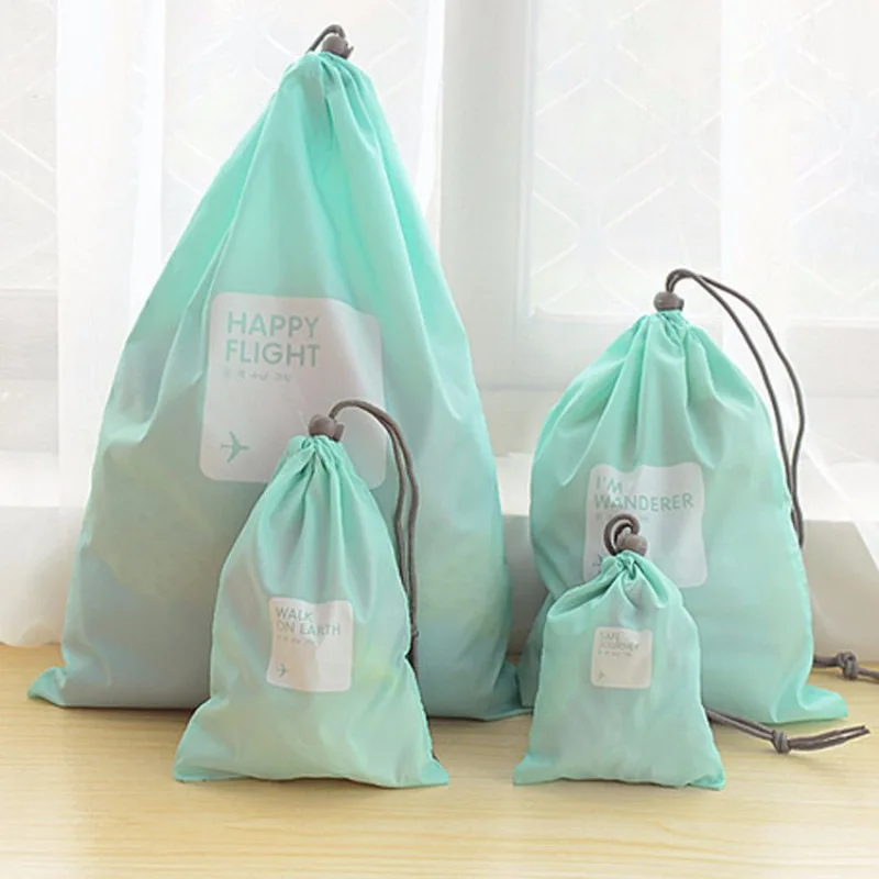 4Pcs/Set Drawstring Storage Bag Clothes Underwear Shoes Organizer Pouch Travel Folding Toiletries Cosmetic Cartoon Storage Bag