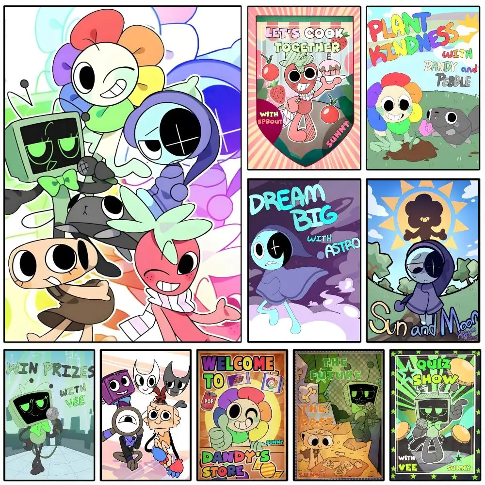 Game D-Dandys World Poster Self-adhesive Art Waterproof Paper Sticker Coffee House Wall Decor