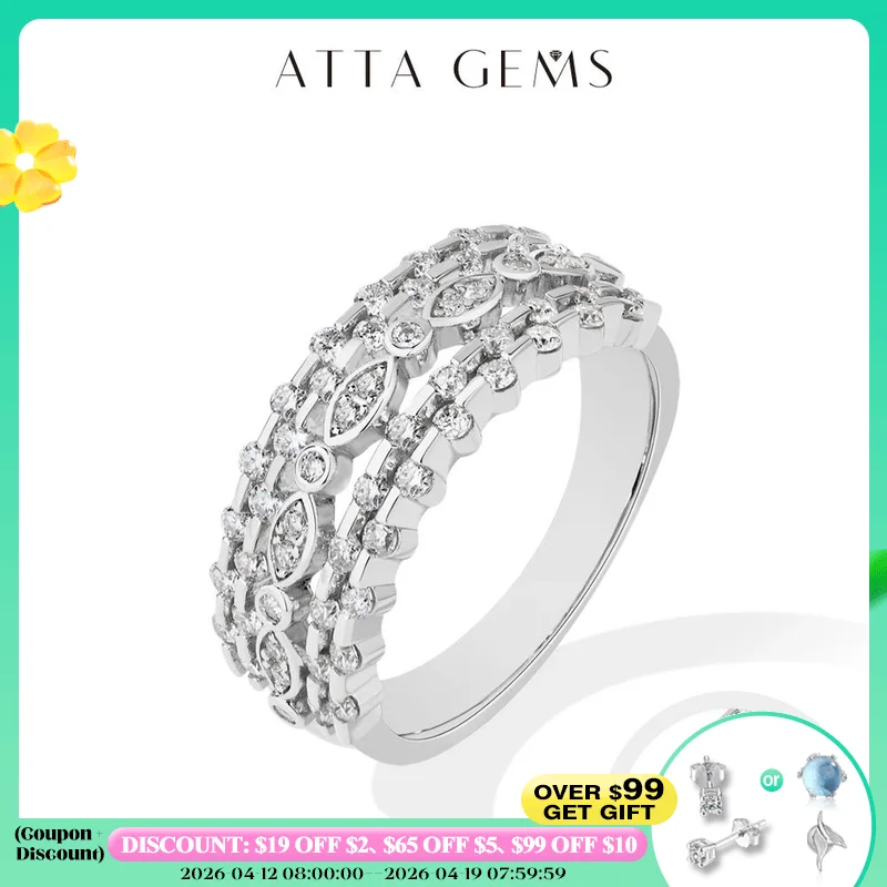 

Многослойные геометрические кольца ATTAGEMS из стерлингового серебра 925 пробы DVVS1, кольцо с муассанитом в форме маркизы для женщин, роскошные обручальные украшения