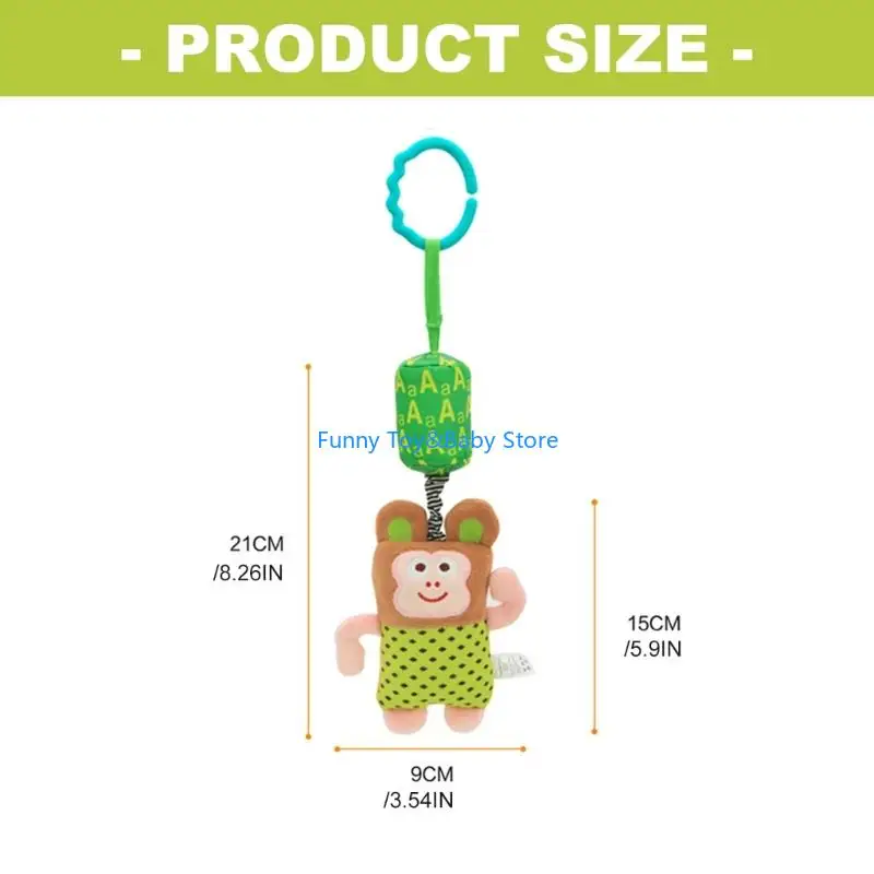 การ์ตูนสัตว์เปลเด็กแขวนของเล่นที่มีสีสันสัตว์สั่นยางกัดสำหรับการพัฒนาความรู้ความเข้าใจและกระตุ้นภาพC90B