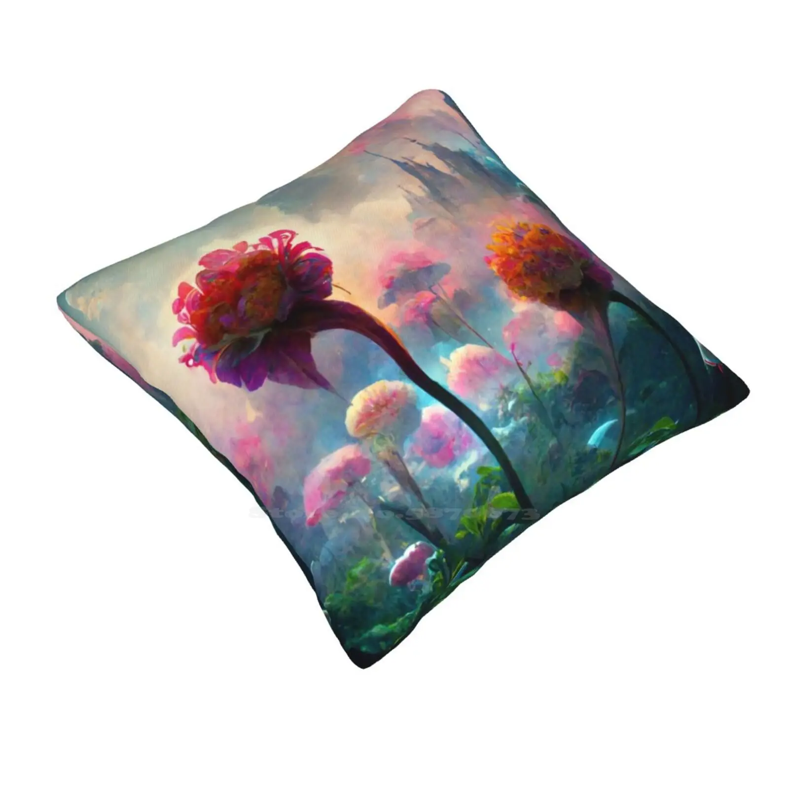 Heavenly Roses Dream Funny Cute Decor Square Pillowcase Heavenly Garden Flowers Beautiful Peaceful Dreamy Bloom Garden Of Eden