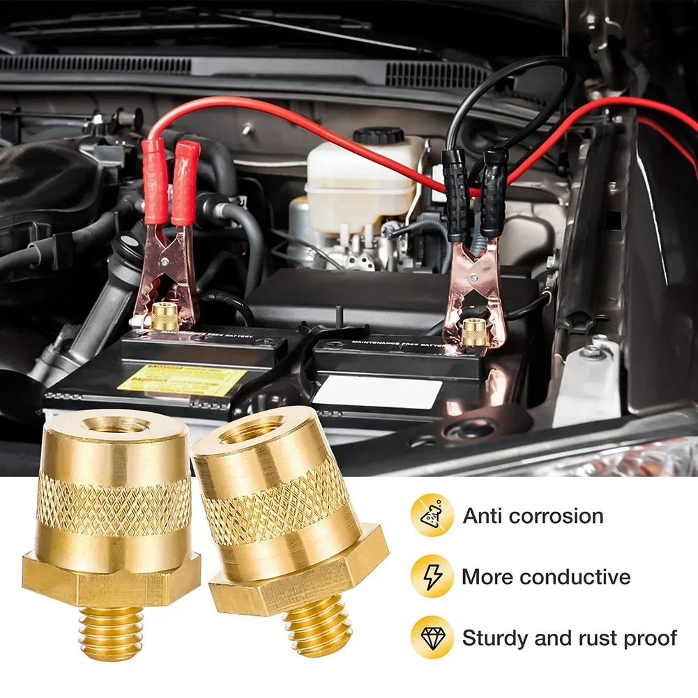 2pcs Terminal Connectors Terminal Connectors Car Battery Connection Terminals M8 Battery Pole Adapter Universal