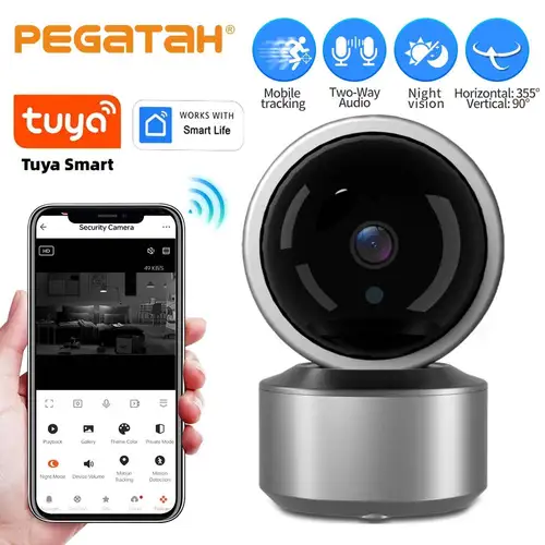 Imagen 1 del producto Nueva cámara IP Tuya, cámaras de videovigilancia Wifi de 5MP, visión nocturna HD, Audio bidireccional, seguimiento automático en la nube, cámara inteligente para el hogar