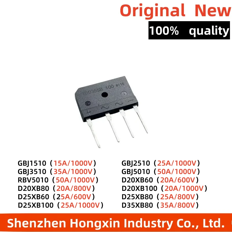 5 pieces of RBV/GBJ1510 2510 3510 5010 D20SB bridge stack D25XB60 D35SB80 D50XB100