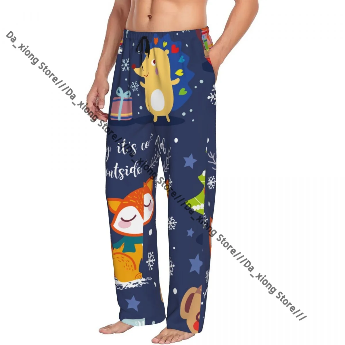 Cute Christmas Animals Mens Pajamas Pyjamas Pants Lounge Pants Sleep Bottoms
