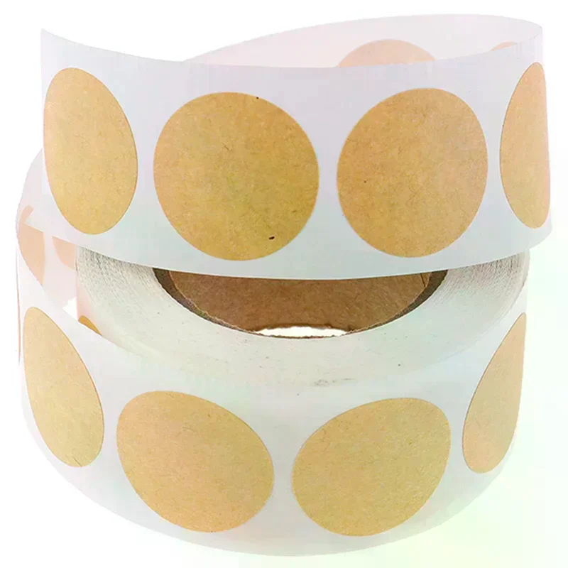2.5cm 500PCs/Roll Kraft Round Stickers Self-adhesive Label Paper Sticker Classification Name Personalized Labels Stickers
