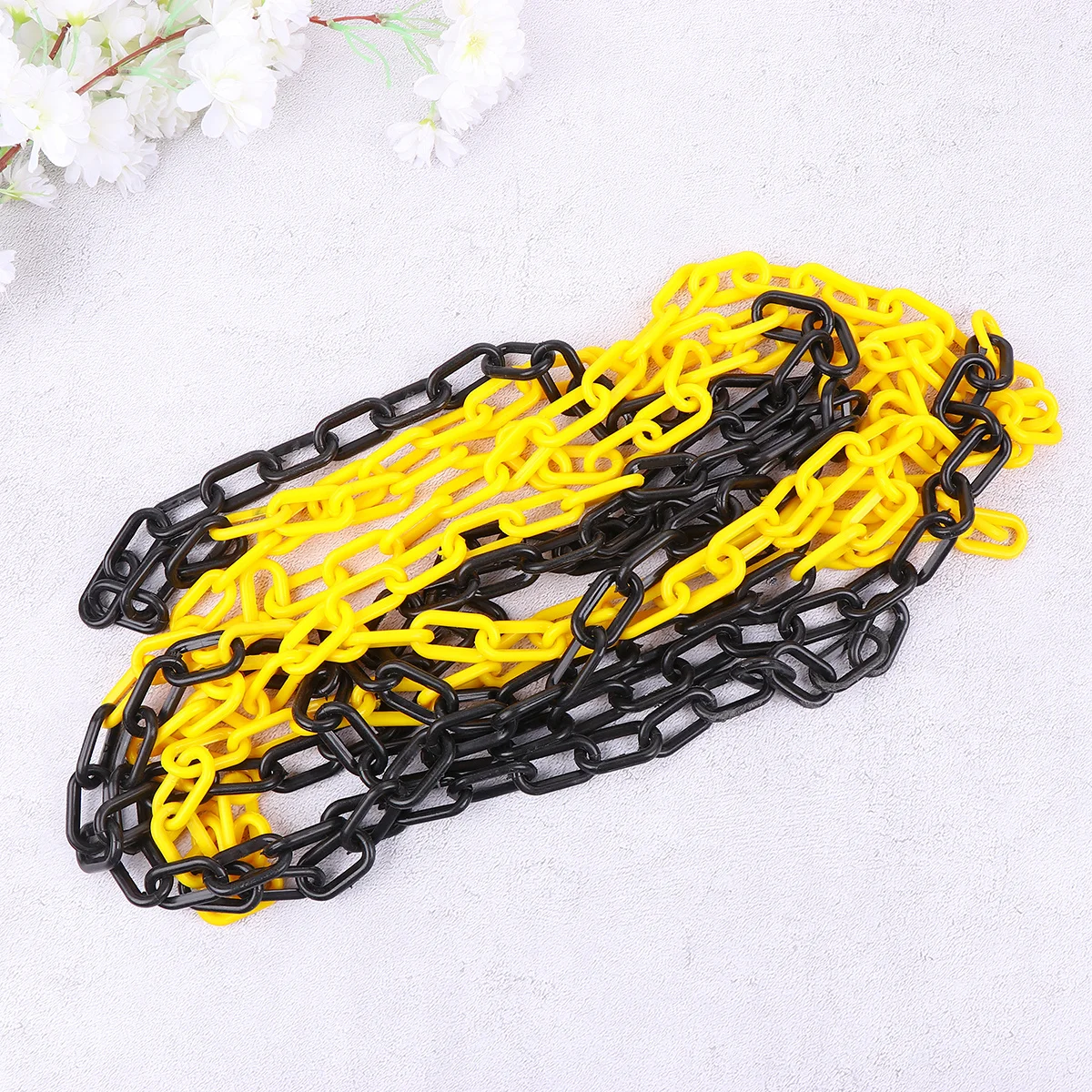 Corrente de segurança de plástico resistente a uv, 6m, amarelo, preto, durável, barreira de controle de multidão, construção, garagem, corrente de plástico