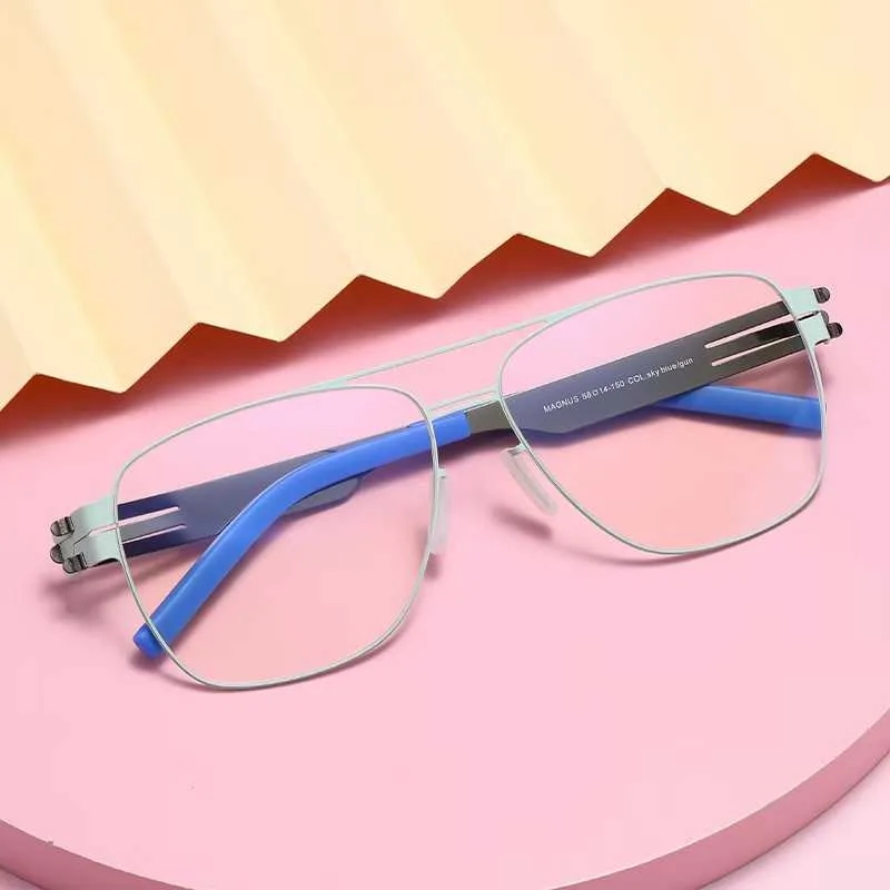 

Lightweight Handmade Myopia Blue Light Glasses Mens Stainless Steel Eyeglasses Women Anti-Reflection Frame No Screw Sunglasses