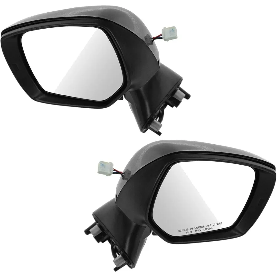 2 Piece Driver and Passenger Side Mirror Assembly Set with Electric Adjustment Heated Function No Memory Feature Black Finish C