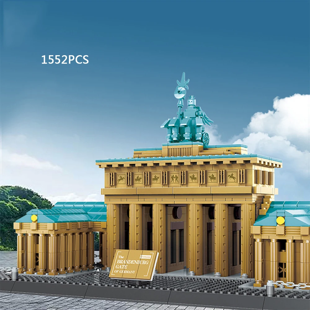 Bloco de construção criativo alemanha brandenburg portão modelo de construção conjuntos tijolo famosa arquitetura histórica brinquedos coleção