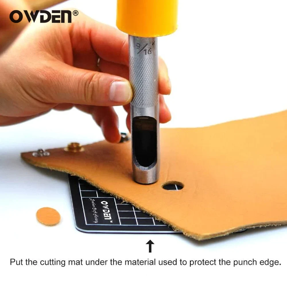 OWDEN 12 Pcs Leather Hole Punch Kit 3mm-19mm Round Steel Leather Craft Hollow Hole Punch Tool Set