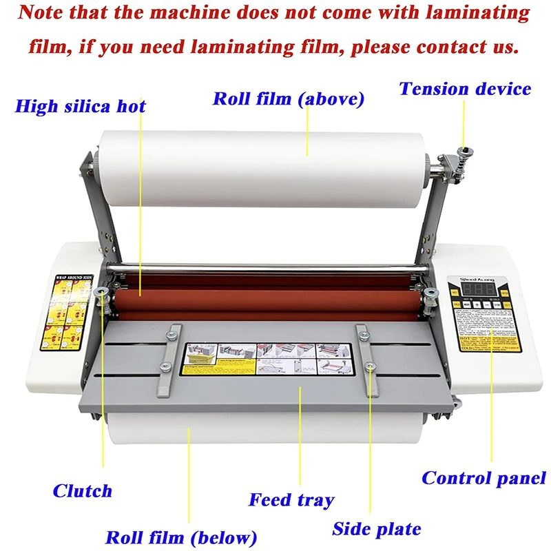 آلة تغليف حرارية A2 مع شاشة رقمية 0-180 ℃   آلة تصفيح الأسطوانة الباردة الساخنة المعدلة من أجل جانب واحد مزدوج