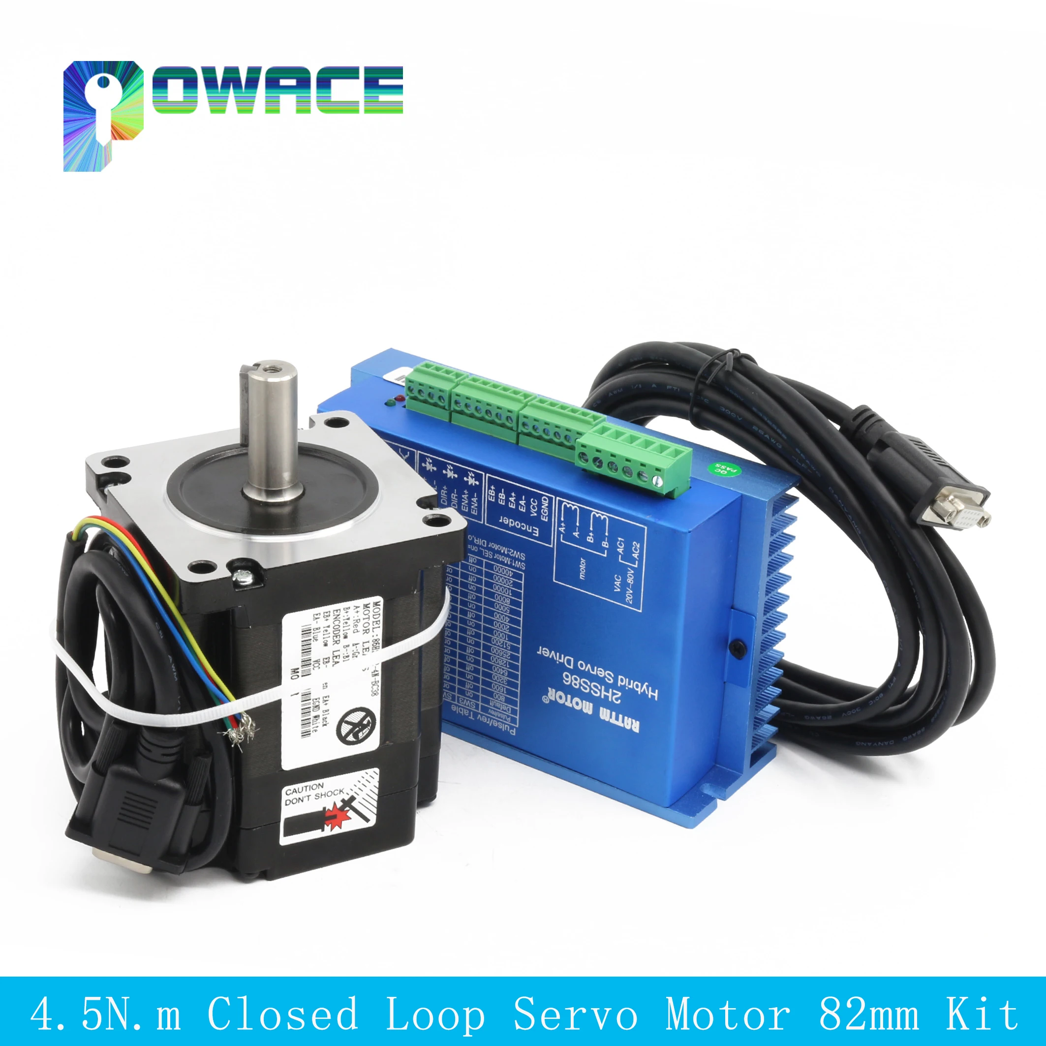 

4.5N.m Nema34 Closed Loop Servo Stepper Motor 650oz-in 82mm + 2HSS86 Driver CNC Controller Kit For Router Milling