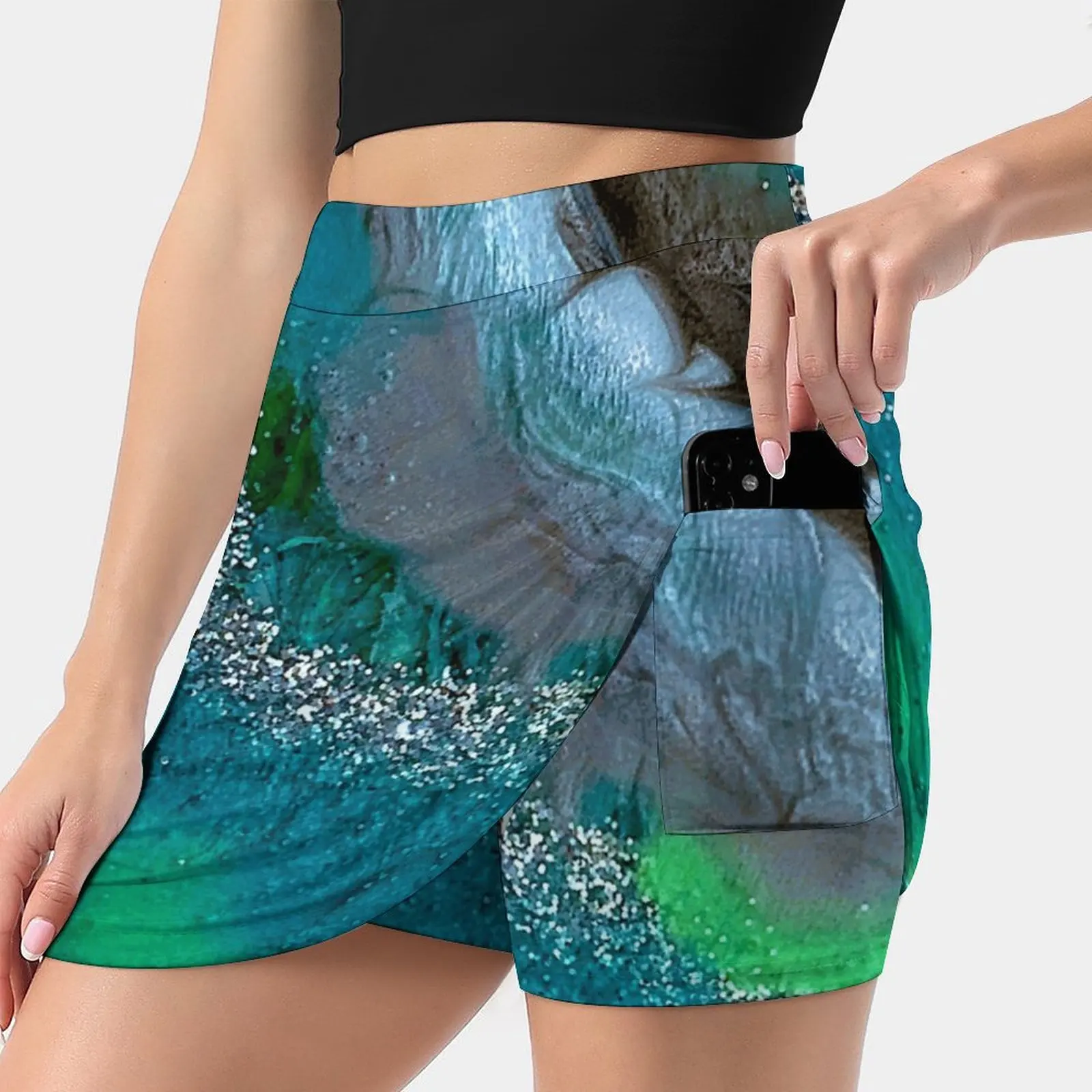 Earthly Women's skirt Sport Skort Skirt With Pocket Fashion Korean Style Skirt 4Xl Skirts Geode Teal Lime Blue Silver Abstract