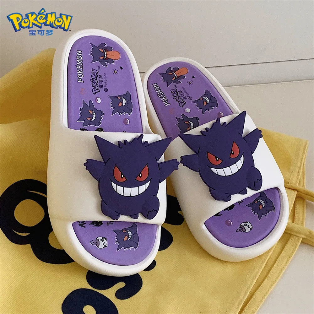 Kawaii Pokemon Anime Peripherals Gengar Cartoon Outdoor Sandals Summer Home Shoes Flip Flops Birthday Gift