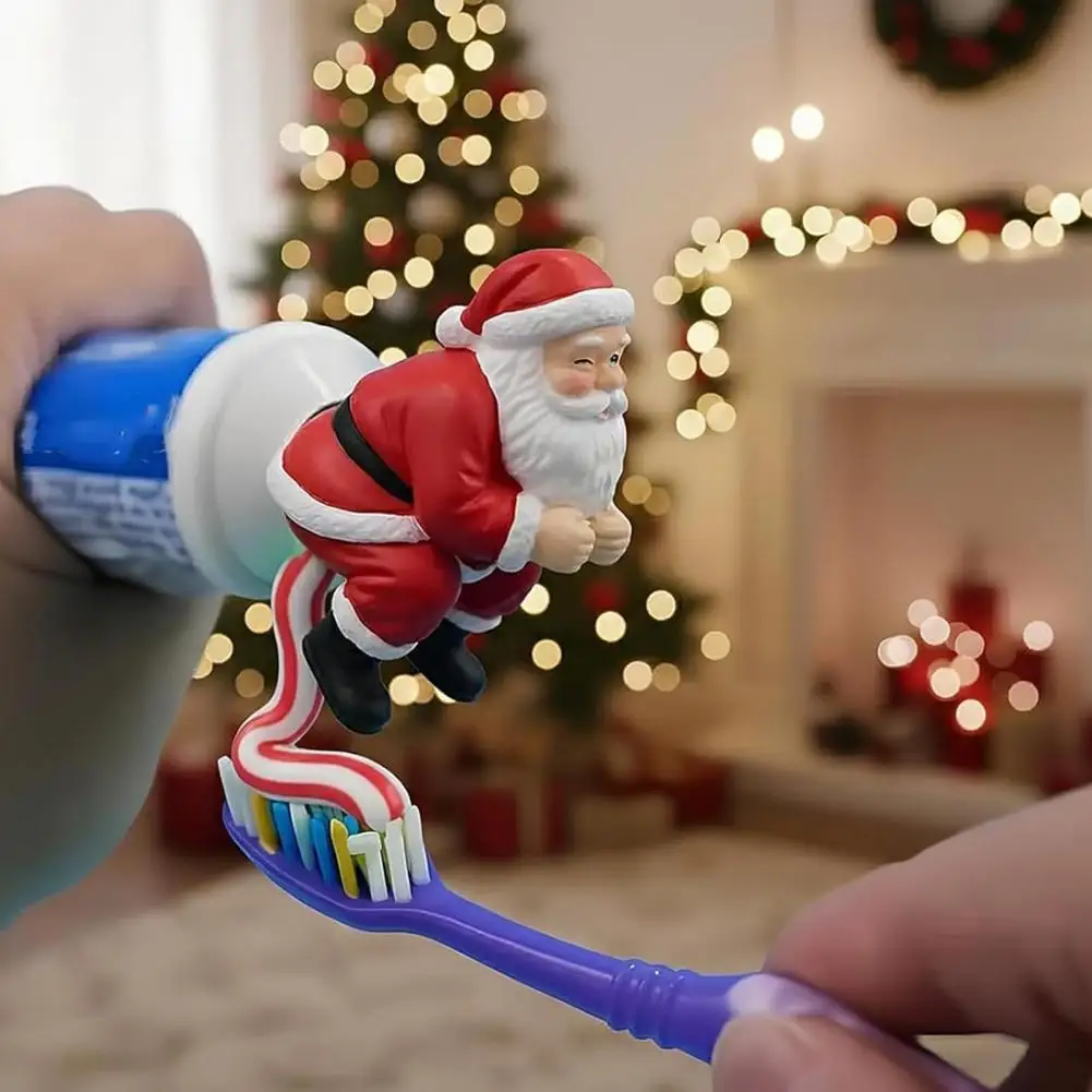 Humorous Toothpaste Dispenser Santa Claus Toothpaste Cap Reusable Santa Claus Toothpaste Dispenser Funny 3d Pooping Santa Topper