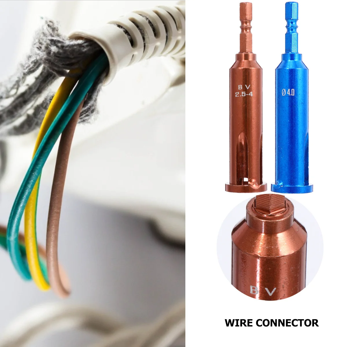 

4pcs Wire Twisting Tools 2.5/4 Square 3 Way 5 Way Wire Strippers Durable Machine Stripping Coating Cable Connector