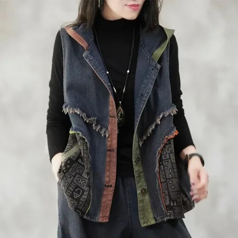 Женский джинсовый жилет LUO. TAO. FUSH  5XL