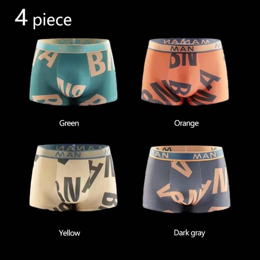 4 Pieces Men Boxers Shorts Underpants Underwear L XL XXL 4 Colors Mixing Sexy Soft Ice Silky Fashion Sports Casual