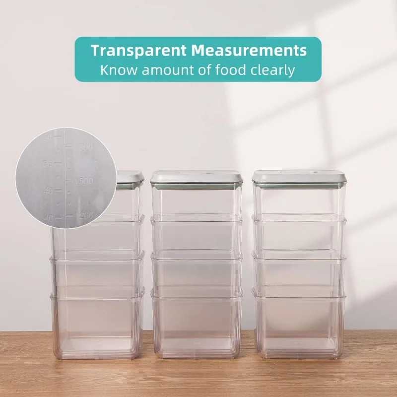 Airtight Food Storage Containers with Lids for Kitchen Pantry Organizing Stackable Container -12 Pcs(1.2, 2.0, 2.7, 3.3qt)*3