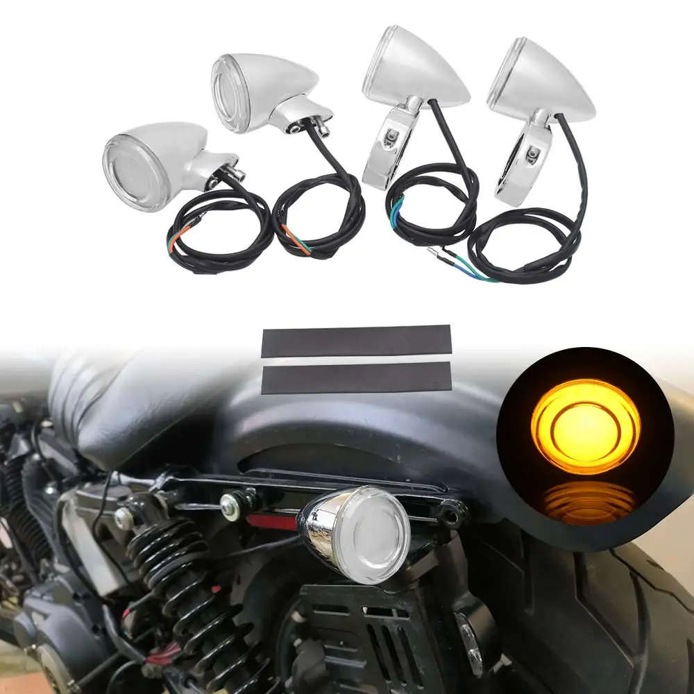 2 Pair Motorcycle LED Turn Signal Lights Clear For Harley Sportster XL 883 1200 Iron Dyna Low Rider Softail FXSTC 1982-21 Parts